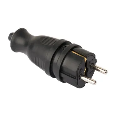 Вилка прямая каучуковая 230В 2P+PE 16A IP44 EKF PRO |  RPS-011-16-230-44-r |  EKF