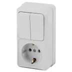 2-706-01 Intro Блок розетка+выкл. двойной верт. 10(16)А-250В, IP20, ОУ, Quadro, белый | Б0036169 | Intro