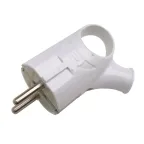                  Вилка угловая с кольцом с заземлением 16А белая 4120 | 4690612009124 | IN HOME
               