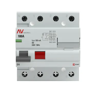 Устройство защитного отключения DV 4P 100А/100мА (A) AVERES