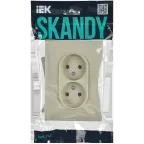 SKANDY Розетка 2-местная без заземления с защитными шторками 10А в сборе SK-R09B бежевый IEK