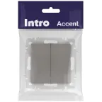 Выключатель Intro Accent 6-104-09 двойной, 10А-250В, IP20, СУ, AL/CU, титан