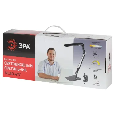 Светильник настольный светодиодный NLED-497-12W-BK на струбцине и с основанием черный