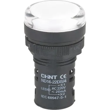 Индикатор ND16-22DS/2C белый, компактный, встр. резистор, IP65 АС/DC24В (R) | 828112 | CHINT