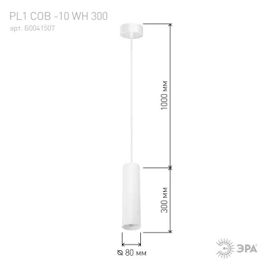 Светильники подвесной светодиодный PL1 COB -10 WH 300 Подвес COB, 10W, D80*300мм, белый (20/240)