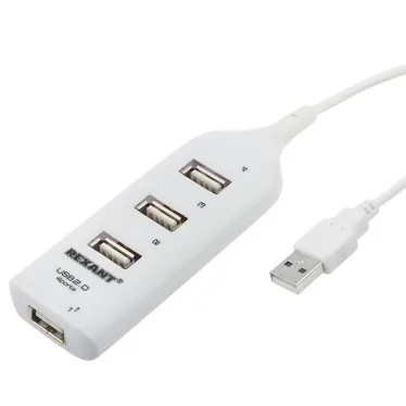 Разветвитель USB 2.0 на 4 порта белый | 18-4105-1 | REXANT