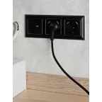 BRITE Розетка с заземлением с защитными шторками 16А с USB A+A 2,1А РЮш10-1-БрЧ черный