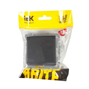 BRITE Розетка с заземлением с защитными шторками и крышкой 16А IP20 РСбш10-3-БрГ графит