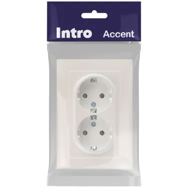 Розетка Intro Accent 6-205-06 , 2X2P+E Schuko, 16А-250В, IP20, СУ, AL/CU, перламутр