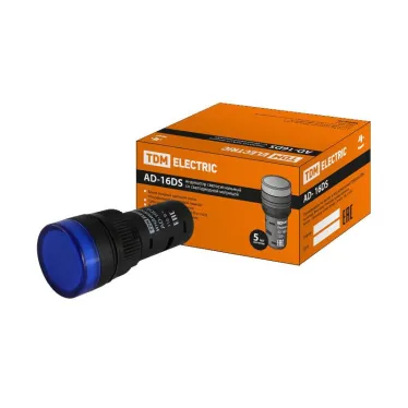 Лампа AD-16DS(LED)матрица d16мм синий 110В AC/DC  | SQ0702-0069 | TDM