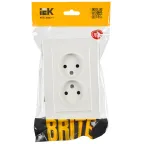 BRITE Розетка 2-местная без заземления с защитными шторками 10А в сборе РСш12-2-БрБ белый IEK