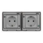 Розетка Эксперт 11-2523-01 2х2P+E гориз. IP55, 16A-250В, СУ, белый