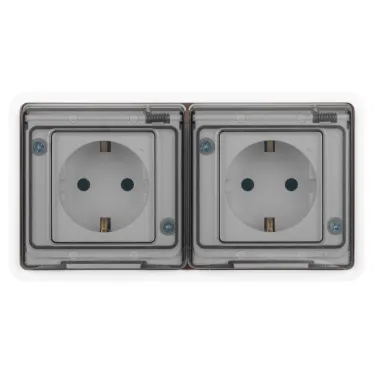 Розетка Эксперт 11-2523-01 2х2P+E гориз. IP55, 16A-250В, СУ, белый
