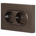 Розетка Intro Accent 6-205-08 2X2P+E Schuko, 16А-250В, IP20, СУ, AL/CU, бронза