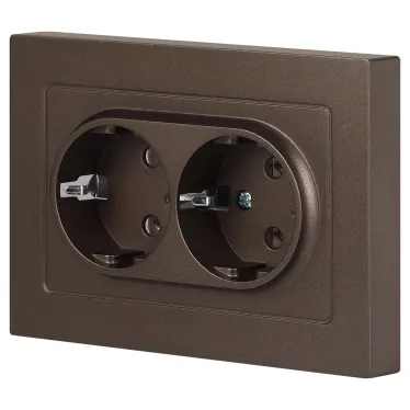 Розетка Intro Accent 6-205-08 2X2P+E Schuko, 16А-250В, IP20, СУ, AL/CU, бронза