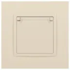 Розетка 2P+E Schuko со шторками с крышкой, 16А-250В, Эра Elegance, сл.кость, 14-2103-02