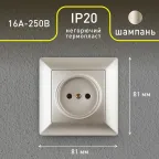Розетка 2P, 16А-250В, СУ, Solo, шампань, 4-201-04