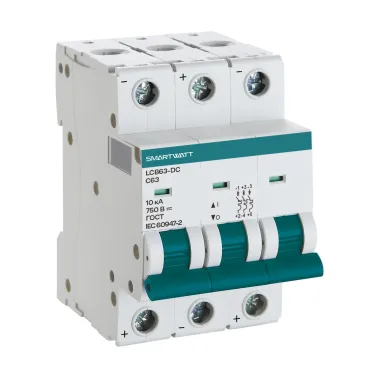Выключатель автоматический модульный 10 А 3P C 10 кА SMARTWATT PDE LCB63H-DC-C10/3