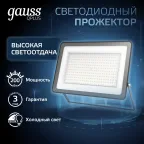 Прожектор светодиодный ДО 200 Вт 24000 лм 6500К AC 220В IP65 290х32х400мм матрированное закаленное стекло Qplus Gauss