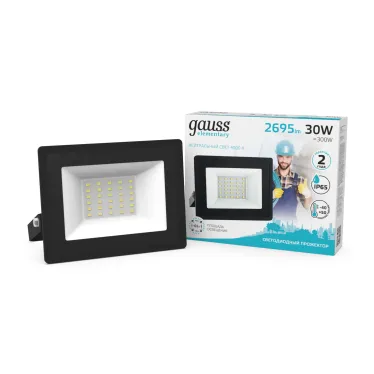 Прожектор светодиодный ДО 30 Вт 2695 лм 4000К AC 220В IP65 126х136х30мм Elementary G2 Gauss