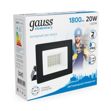 Прожектор светодиодный ДО 20 Вт 1800 лм 6500К AC 220В IP65 105х118х27мм Elementary Gauss
