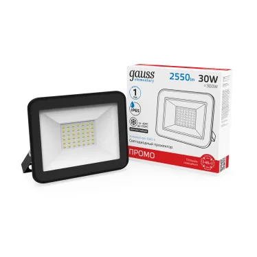 Прожектор светодиодный ДО 30 Вт 2550 лм 6500К AC 220В IP65 118х131х30мм Elementary PROMO Gauss