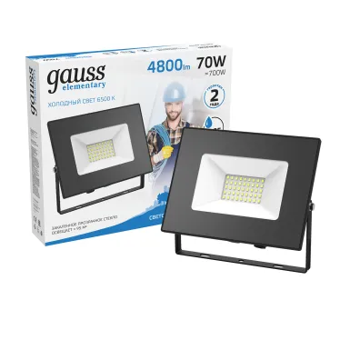 Прожектор светодиодный ДО 70 Вт 6300 лм 6500К AC 220В IP65 140х208х30мм Elementary G2 Gauss