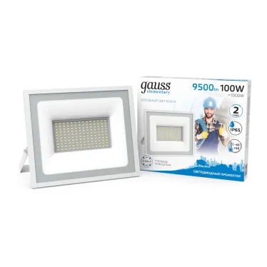 Прожектор светодиодный ДО 100 Вт 9500 лм 6500К AC 220В IP65 234х254х233мм Elementary G2 Gauss