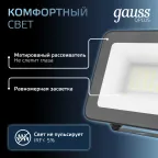 Прожектор светодиодный ДО 30 Вт 3600 лм 6500К AC 220В IP65 128х28х160мм матрированное закаленное стекло Qplus Gauss