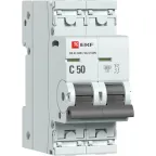 Выключатель автоматический двухполюсный 50А (C) 6кА ВА 47-63N PROxima| M636250C | EKF