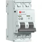 Выключатель автоматический двухполюсный 63А (C) 6кА ВА 47-63N PROxima| M636263C | EKF