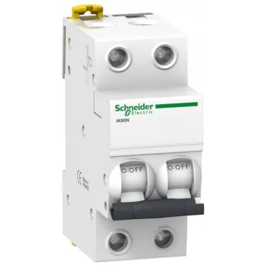 Выключатель автоматический двухполюсный iK60 16А C 6кА | A9K24216 | Schneider Electric