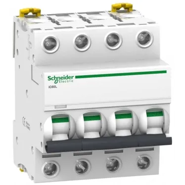 Выключатель автоматический четырехполюсный iC60L 63А C 15кА | A9F94463 | Schneider Electric