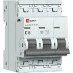 Выключатель автоматический трёхполюсный 6А (C) 6кА ВА 47-63N PROxima| M636306C | EKF