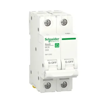Выключатель автоматический двухполюсный С 63А 2P 6000A RESI9 | R9F12263 | Schneider Electric