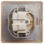 GLOSSA Розетка с заземлением со шторками с крышкой бежевая в сборе IP44