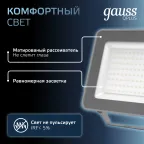 Прожектор светодиодный ДО 100 Вт 10500 лм 6500К AC 220В IP65 210х32х283мм матрированное закаленное стекло Qplus Gauss