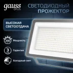 Прожектор светодиодный ДО 200 Вт 21000 лм 6500К AC 220В IP65 290х32х400мм матрированное закаленное стекло Qplus Gauss