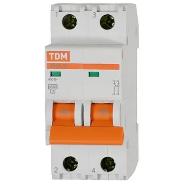 Выключатель автоматический двухполюсный ВА47-29 13А D 4,5кА | SQ0206-0156 | TDM