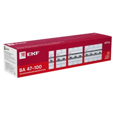 Выключатель автоматический однополюсный 1P 50А (C) 10kA ВА 47-100 EKF Basic | mcb47100-1-50C-bas | EKF