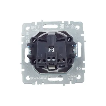 BRITE Розетка с заземлением с защитными шторками и крышкой 16А IP44 РСбш10-3-44-БрС сталь