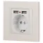 Розетка Intro Accent 6-410-06 , P+E Schuko со шторками, 16А-250В + 2хUSB, IP20, СУ, перламутр