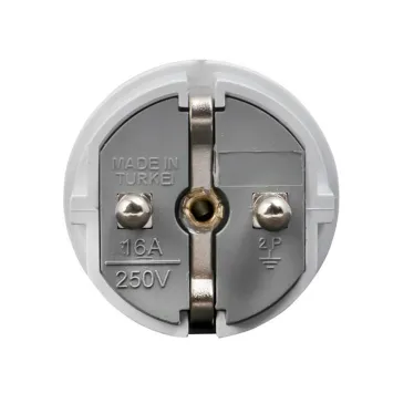 Вилка прямая усиленная с заземлением белая 16А 250В Proxima | AVP16-10-r | EKF
