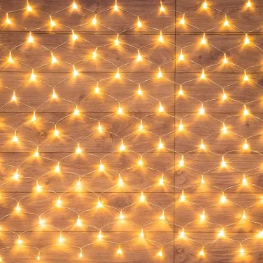 Гирлянда "Сеть" 1,5х1,5м, прозрачный ПВХ, 150 LED ТЕПЛЫЙ БЕЛЫЙ | 215-126 | NEON-NIGHT