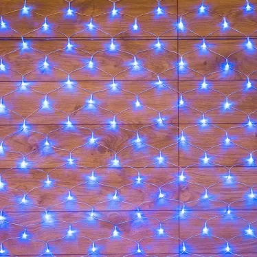 Гирлянда "Сеть" 1,5х1,5м, прозрачный ПВХ, 150 LED Синие | 215-123 | NEON-NIGHT