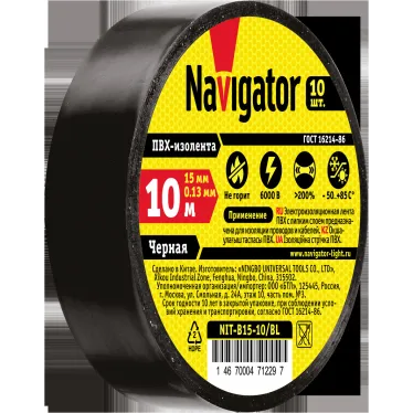 Изолента ПВХ черная 15мм 10м NIT-B15-10/BL
