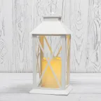 Декоративный фонарь со свечой 14x14x29 см, белый корпус, теплый белый цвет свечения | 513-046 | NEON-NIGHT
