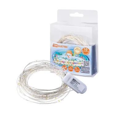 Гирлянда светодиодная "Роса100" 100LED, 10м, 3000К, 2хCR2032, | SQ0361-0056 | TDM ELECTRIC
