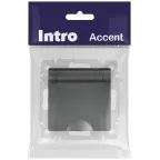 Розетка Intro Accent 6-203-07 2P+E Schuko с крышкой, 16А-250В, IP20, СУ, AL/CU, графит