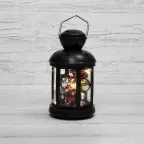Декоративный фонарь с шариками 12х12х20,6 см, черный корпус, теплый белый цвет свечения | 513-061 | NEON-NIGHT